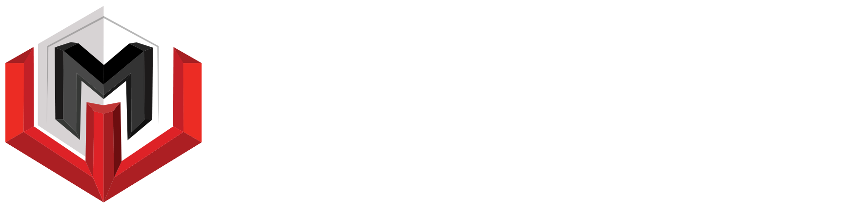 Mega Watt Events Production logo with a bold red and grey hexagon M emblem